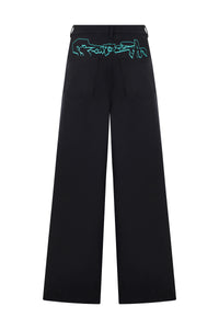 Sydney Black Printed Denim Pants