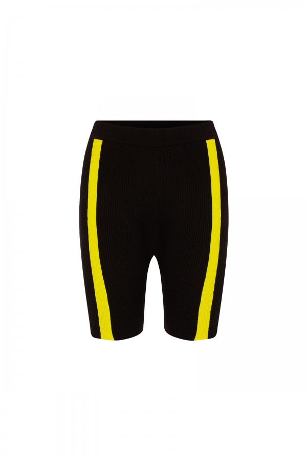 Sue Yellow Knitted Biker Shorts TN